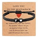 Valentines Day Gifts for Him Her Heart Love Letter Initial Matching Couple Bracelets for Women Men Teen Gifts Best Friend Graduation Birthday Gifts A-Z Braided Bracelet Son Daughter Dad Jewelry
