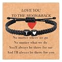 Valentines Day Gifts for Him Her Heart Love Letter Initial Matching Couple Bracelets for Women Men Teen Gifts Best Friend Graduation Birthday Gifts A-Z Braided Bracelet Son Daughter Dad Jewelry