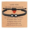 Valentines Day Gifts for Him Her Heart Love Letter Initial Matching Couple Bracelets for Women Men Teen Gifts Best Friend Graduation Birthday Gifts A-Z Braided Bracelet Son Daughter Dad Jewelry