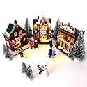 Valery Madelyn Pre-Lit Christmas Village Set House Decoration, Battery Operated Christmas Figurine Accessories Town Building Collection for Holiday Xmas DIY Tabletop (17 PCS)