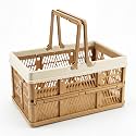 VALESKA 33L Collapsible Crate for storage, Plastic Milk Crate,17inch Collapsible Crates for Storage, Foldable Shopping Basket with Handles,Car Trunk Basket,for Kitchen(Brown)