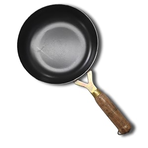 iron tadka pan thalippu karandi with wood handlegas compatible  cookware frying dal  small and handy  naturally non-stick 8 inches