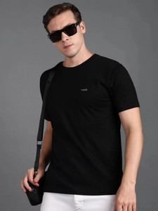VALLIS Solid Men Round Neck Black T-Shirt