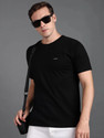 VALLIS Solid Men Round Neck Black T-Shirt