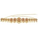 VAMA FASHIONS Adjustable 18K Gold Plated Anti Tarnish Antique Vaddanam Kamarbandh Belly Chain Bridal Saree Waist Hip Belt Round Floral Ruby Green Stone Beads Drops South Indian Temple Jewelry for Women