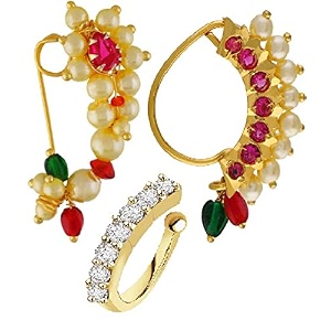 vama fashions maharashtrian marathi traditional nath nose ring without piercing nose pin clip on nathiya for women