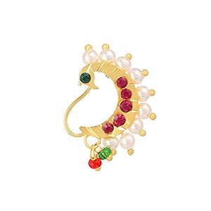 vama fashions maharashtrian marathi traditional peacock nath nose ring pin without piercing nathiya for women amp girls