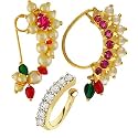 VAMA FASHIONS Maharashtrian Marathi traditional nath nose ring Without Piercing Nose Pin Clip on Nathiya For Women