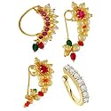 VAMA FASHIONS Maharashtrian Marathi traditional Nath Nose ring pins Without Piercing Nathiya For Women