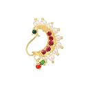 VAMA FASHIONS Maharashtrian Marathi traditional Peacock nath nose ring pin Without Piercing Nathiya For Women &amp; Girls