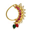 VAMA FASHIONS Maharashtrian Marathi traditional Nath Nose ring pins Without Piercing Nathiya For Women
