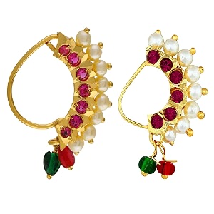 vama fashions maharashtrian maratha banu nath without piercing clip on nathiya nose pins ring for women