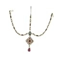 Vama Fashions Matha Patti Maang Tikka Stone Multicolor Damini Teeka with Borla for Women