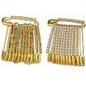 VAMA FASHIONS Multicolor Combo Stone safety saree pin Plates Pallu lehanga Dupatta Attaching Sadi Plates Pins for Women