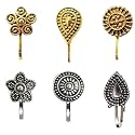 VAMA FASHIONS Without Piercing Nosering Pressing Type Clip on Oxidised Silver nose pin Stud for women
