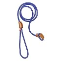 Vama Leathers VamaLeathers: Slip Leash with Adjustable Stopper.Nylon Rope with Leather Trimmings. Hand Crafted. Length-5 Feet(Including Loop), Thickness: 1 Cms (Blue), 1 Count (Pack of 1)