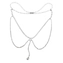 VAMA Silver Rhinestone Thigh Chain Boho Layered Crystal Beach Tassel Leg Chains Nightclub Body Chain Jewellery For Women &amp; Girls