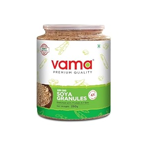 vama soya mince granules 250g  99 fat free amp gluten free  high protein nutrient-rich soya chunks alternative  healthy meal ingredient