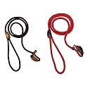 VamaLeathers Cord Type Nylon Leash with Adjustable Loop Brown with Thickness 1 cm 5 Feet 60 Inches, 1 Count (Pack of 1)&amp; Slip Leash with Adjustable Stopper,Length-5 Feet (Red).