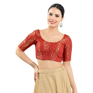 Vamas Womens Brocade Georgette Padded Self