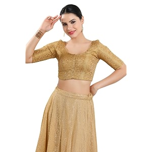 Vamas Womens Brocade Georgette Padded Self