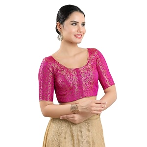 Vamas Womens Brocade Georgette Padded Self