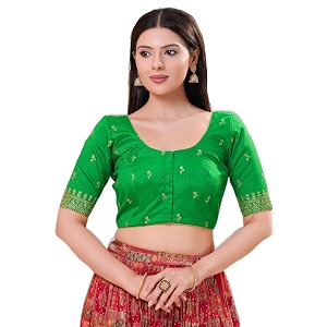 Vamas Womens Silk Padded Self Design Half