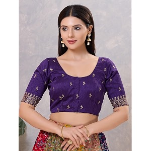 Vamas Womens Silk Padded Self Design Half