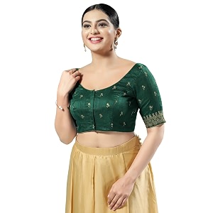 Vamas Womens Silk Padded Self Design Half