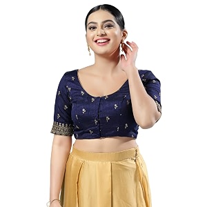 Vamas Womens Silk Padded Self Design Half