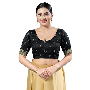 Vamas Womens Silk Padded Self Design Half