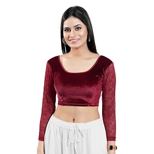 vamas women39s velvet non-padded stretchable long sleeve saree blouse a-46