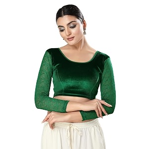 vamas women39s velvet non-padded stretchable long sleeve saree blouse a-46