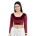 Vamas Women's Velvet Non-Padded Stretchable Long Sleeve Saree Blouse (A-46)