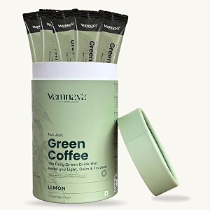 vamnaya green coffee with apple cider vinegar and prebiotics  lemon flavour for weight management  gut health metabolism and digestion support  l-theanine  pack of 2