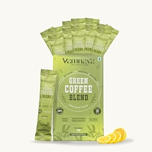 vamnaya green coffee with apple cider vinegar and prebiotics  lemon flavour for weight management  gut health metabolism and digestion support  l-theanine  pack of 4