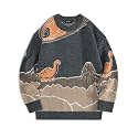 Vamtac Mens Oversized Sweater Vintage Graphic Pullover Crewneck Knit Jumper Y2K Unisex Streetwear 2026 Fall Tops