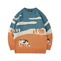 Vamtac Mens Oversized Sweater Vintage Graphic Pullover Crewneck Knit Jumper Y2K Unisex Streetwear 2026 Fall Tops