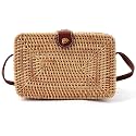 Van Caro Handwoven Cotton Straw Shoulder Bag Crochet Tassel Beach Bohemian Purse for Women