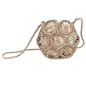 Van Caro Handwoven Cotton Straw Shoulder Bag Crochet Tassel Beach Bohemian Purse for Women