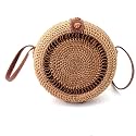 Van Caro Handwoven Cotton Straw Shoulder Bag Crochet Tassel Beach Bohemian Purse for Women