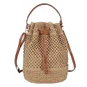 Van Caro Handwoven Cotton Straw Shoulder Bag Crochet Tassel Beach Bohemian Purse for Women
