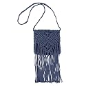 Van Caro Handwoven Cotton Straw Shoulder Bag Crochet Tassel Beach Bohemian Purse for Women