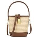 Van Caro Handwoven Cotton Straw Shoulder Bag Crochet Tassel Beach Bohemian Purse for Women