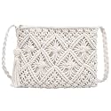 Van Caro Handwoven Cotton Straw Shoulder Bag Crochet Tassel Beach Bohemian Purse for Women