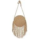 Van Caro Handwoven Cotton Straw Shoulder Bag Crochet Tassel Beach Bohemian Purse for Women
