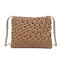 Van Caro Handwoven Cotton Straw Shoulder Bag Crochet Tassel Beach Bohemian Purse for Women