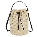Van Caro Handwoven Cotton Straw Shoulder Bag Crochet Tassel Beach Bohemian Purse for Women