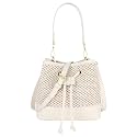 Van Caro Handwoven Cotton Straw Shoulder Bag Crochet Tassel Beach Bohemian Purse for Women