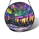 Van Gogh Night Scene Stained Glass Window Hanging Suncatcher Gifts 9.8"